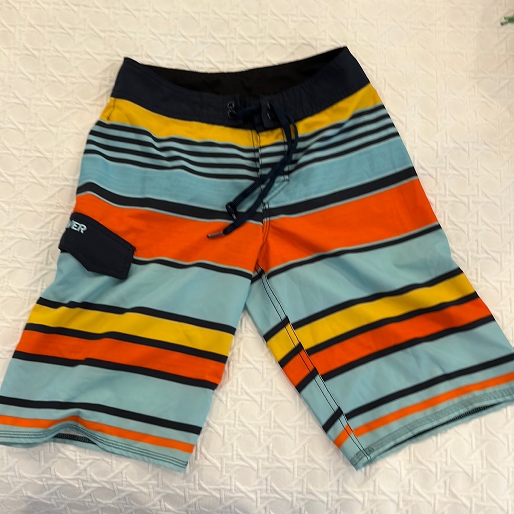 Men’s Quicksilver surf trunks - blue/orange/yellow - sz 26
